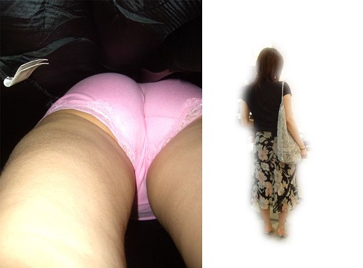 ピンクのパンツ逆さ撮りTバックエロ尻に勃起!食い込み Pen 04