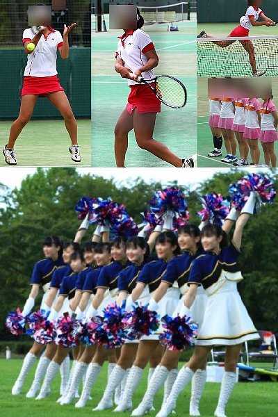 女子高生テニス部スコートとカラーガードのスコートとアンスコ