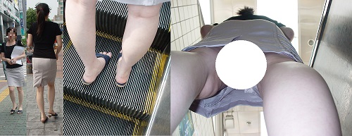 韓国逆さ撮り３(色白OLさん・綺麗なつま先に注目)