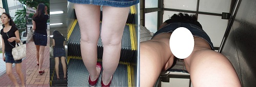 韓国逆さ撮り5(デニムミニスカJDさんのスカートの中)