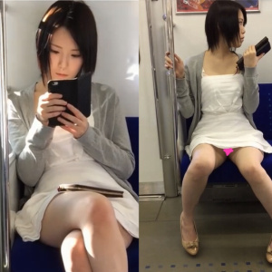【盗撮】☆電車内パンチラ☆股のゆるい綺麗め美女を粘着撮影！