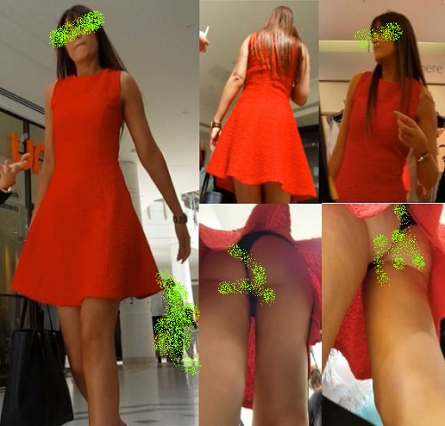 【赤いドレスを着てパンチラ露出するエキゾチックなお姉さんを盗撮!!!!!】