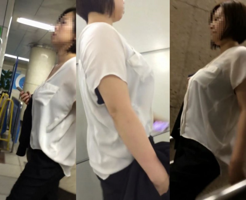おっぱい震源地はここか!?歩くたびに揺れるおっぱいの振動がこっちまで伝わってきそうなOLさん