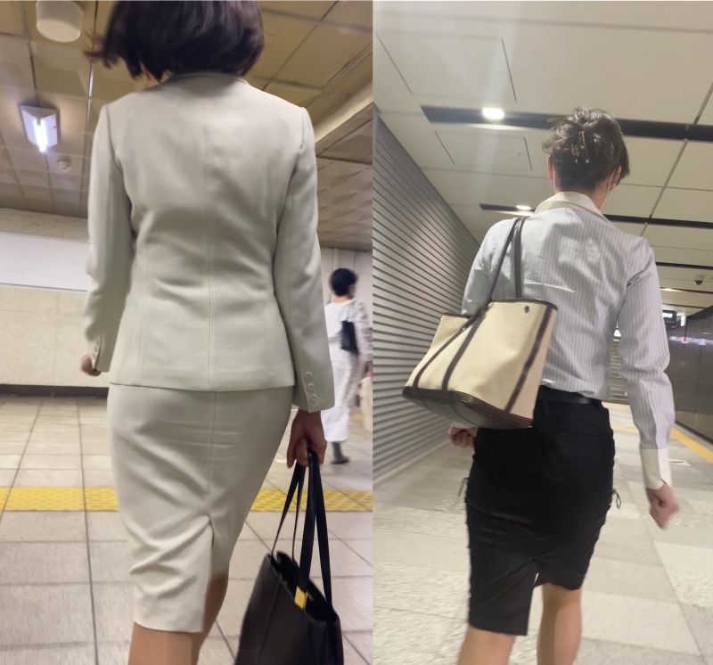【白黒タイトスカート】通勤中のお尻セット③
