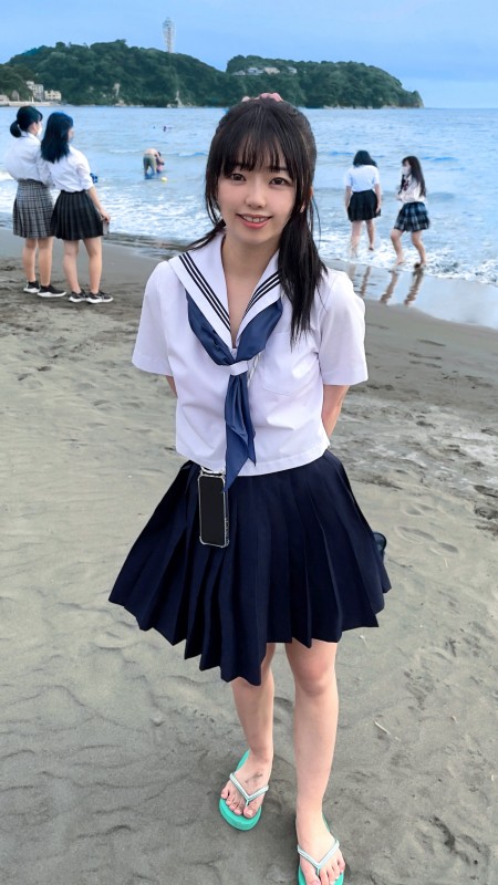K②【個人撮影】江ノ島の海で見つけたピンクの水玉水着ちゃん_最強のプリケツ美小女の生ハメ映像放出