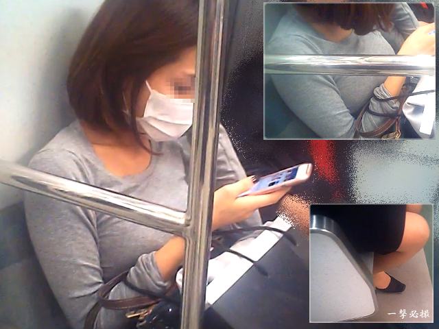 電車内で見かけた人妻さんの柔らかそうな豊乳に思わずロックオンする