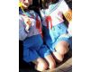 コスプレ2017冬2人組座ってポーズ水色のミニスカート【動画】イベント編 3804