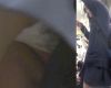 [★顔出し]パンチラ盗撮 制服女子 白パンツを電車内で強引撮影