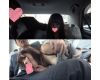 Affair couple doing a blowjob in a taxi car on the way back to L