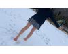 Japanese girl in uniform walks barefoot snow in the park part42