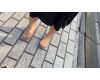 Part45Japanese girl walks barefoot in the cold winter