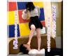 A naughty Japanese girl stomps on a man's face with all her weig