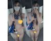 リボン残して全裸になりました。。スカートもパンツもカバンの中へ！雨降ってるから大変でしたぁー