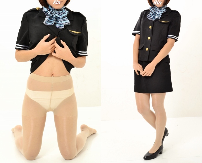 Rin#2・CA制服+光沢ベージュストッキング Rin#2・CA制服+光沢ベージュストッキング