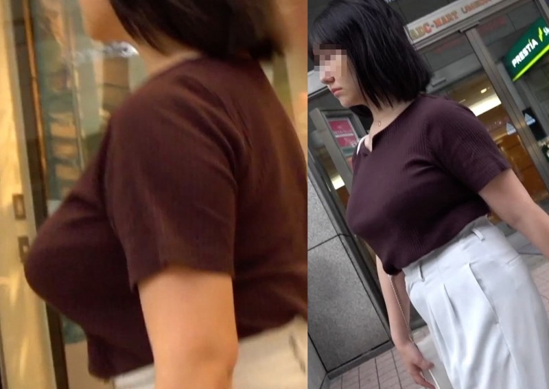 稀に見る豪乳ロケット乳な美女のニット豪乳！