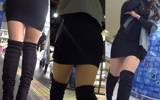 【高画質】ミニスカ&ブーツ☆巻き髪OLさんの街歩き