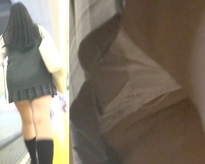 パンチラ盗撮 服女子 白パンツを電車内で強襲