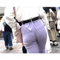 JD walking around with her big butt waving in purple thin pants 