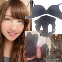 🩷ブラ&パンティに幸せぶっかけ🩷可愛い女子大生黒下着セット 