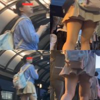 ミニスカでムチムチ女子の急いでるパンチラ