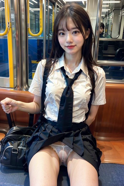 制服女子が電車の中であなただけにパンツをみせてくれる画像集 228p gallery photo 3