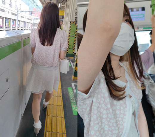 【腋毛超接写】3週間後の白ワンピお嬢様と… 電車編 gallery photo 1