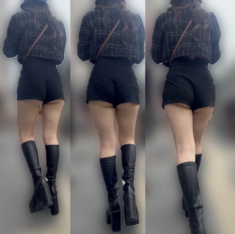 ショートパンツハミ尻美女