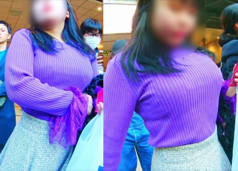Gcolle No.345巨乳ラインを目立つパープルニットでガッツリ見せつけるお嬢さんに密着取材 557-345.mp4 988993