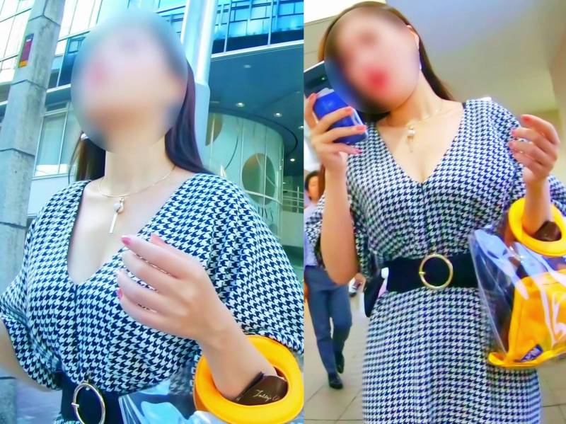 No.229白い美巨乳の谷間を露わにしてスケベアピールで周囲の乳好き男子たちを魅了するお姉さんに密着取材